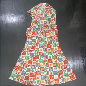 Urban Outfitters UO Tia Mia vegetables Multicolor Collared Mini Dress